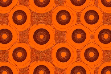 Vector illustration of geometric circle seamless pattern in retro 60s style. vintage 1970s - generative ai
