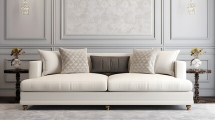 modern white sofa in a room, generated AI
