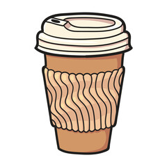 Cartoon style coffy cup vector illustration isolated on white. Cute clip art for stickers and decoration. 