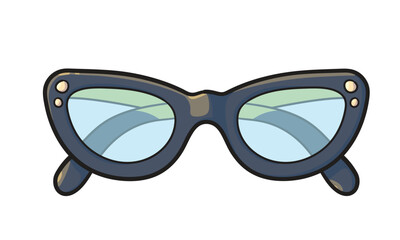 Rockabilly glasses vector illustration in cute cartoon style. Retro cat eye eyeglasses clip art. 