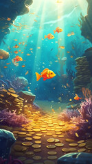 Obraz na płótnie Canvas Ocean day Fish on the underwater sea world. Ecosystem. Colorful tropical fish. Life in the coral reef Ai Generated