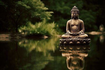 Zen Buddhism Statue for Inner Peace - created with generative AI