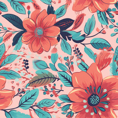 Fototapeta na wymiar seamless pattern with flowers, floral pattern