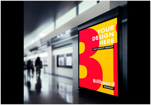 Train Station Billboard Mockup