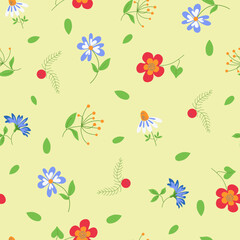 Fototapeta premium pattern, flowers, plant, drawing, abstract, flower, branch, grass, painted, seamless, background, texture, design, textiles, packaging, set, outline, package, seamless drawing, botanical, botany, leaf
