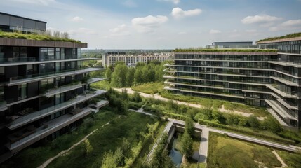 The Future of Urban Landscaping: Beautiful City Buildings Covered with Plants and Enhanced by Generative AI