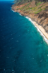 Kauai Napali Coast aerial view from Helicopter tour, golden hour