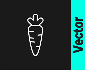 White line Carrot icon isolated on black background. Vector