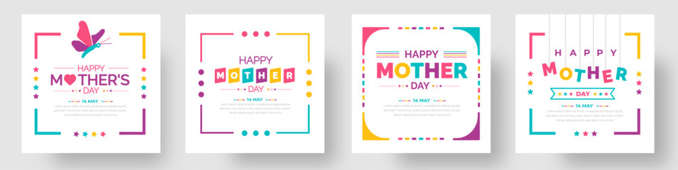 Obraz premium happy mother day social media post banner design or background design template set.