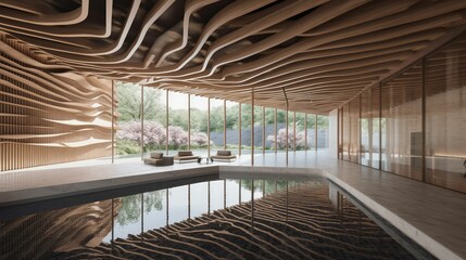 Creating a Spa-Like Space: The Perfect Fusion of Wooden Room and Swimming Pool with Generative AI