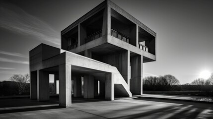Capturing Black and White Photographs of a Minimalist House using Generative AI