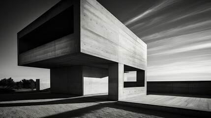 Minimalist Design in Black and White: A Photographic Journey of a House with Generative AI