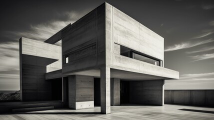 Minimalist Design in Black and White: A Photographic Journey of a House with Generative AI