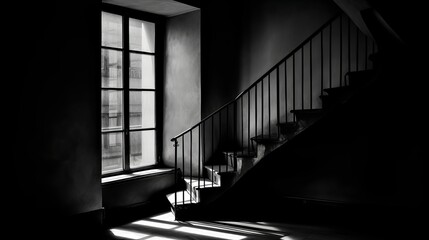 A Black and White Photographic Exploration of a Minimalist House with Generative AI