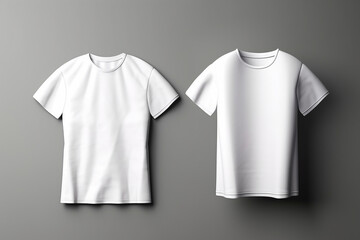 Blank white t-shirt mockup, front view isolated on grey background, Generative ai