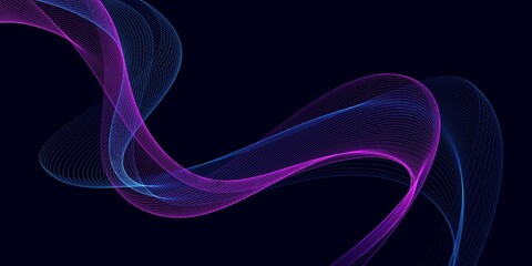 Abstract blue background with flowing lines. Dynamic waves