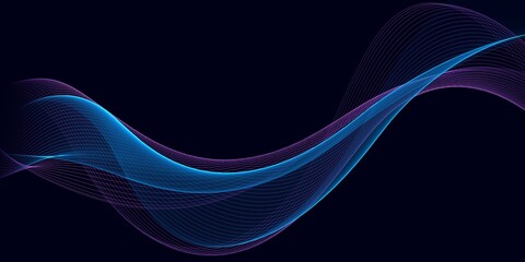 Abstract blue background with flowing lines. Dynamic waves
