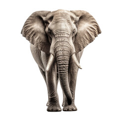 Fototapeta na wymiar Elephant Isolated on Transparent Background, Front-Facing , AI Generative