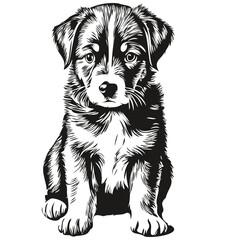 puppy sketches, outline with transparent background, hand drawn illustration puppies