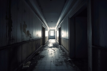 Fototapeta premium abandoned dark corridor generative ai 