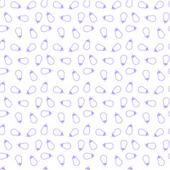 Seamless pattern of cute eggplants on a white background