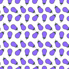 Eggplant seamless pattern on white background