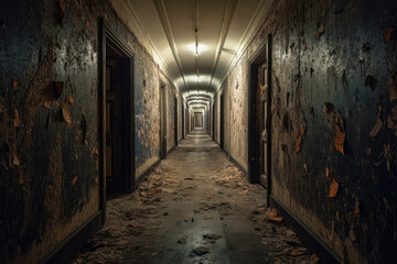 Fototapeta na wymiar abandoned dark corridor generative ai 