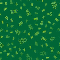 Set line Mahjong pieces, Toy building block bricks and Domino on seamless pattern. Vector