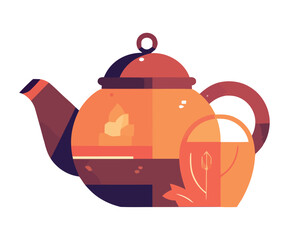 Hot tea poured from antique kettle silhouette