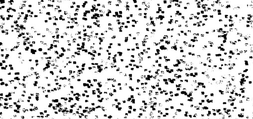 Small uneven spots and particles of debris. Abstract vector texture. Distressed uneven background. Grunge texture overlay with fine grains isolated on white background. Vector illustration. EPS10.