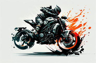 stylish motorcycle in abstract graphic style, gerenative AI