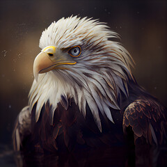 Bald Eagle in the wild. 3D illustration. Digital painting.