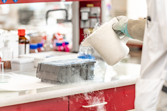 scientific experiments with liquid nitrogen in a research laboratory