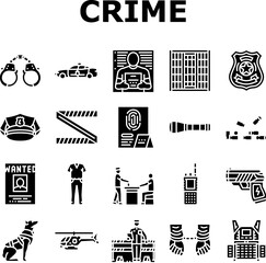 crime scene police evidence icons set vector