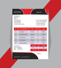 Professional and modern Business invoice form template.Invoicing money bills or price invoices and payment agreement design templates.Tax form, bill graphic or payment receipt page vector.