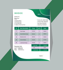 Professional and modern Business invoice form template.Invoicing money bills or price invoices and payment agreement design templates.Tax form, bill graphic or payment receipt page vector.