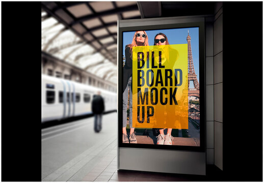 Train Station Billboard Mockup