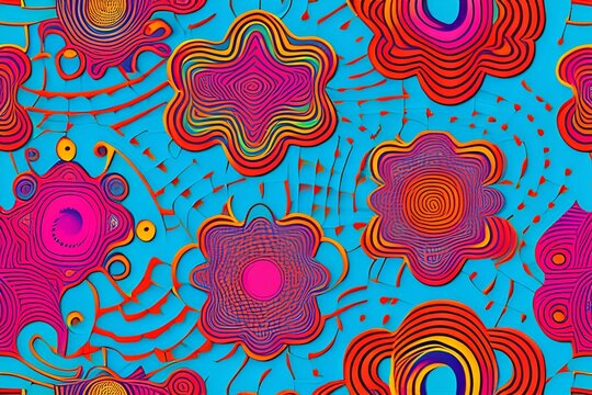 Retro awesome background. Classic abstract psychedelic vector free pattern. Old fashion - generative ai
