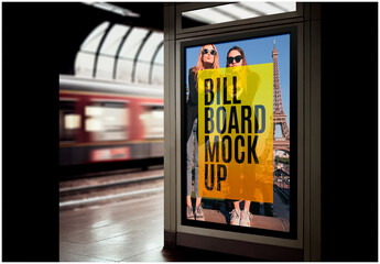 Train Station Billboard Mockup