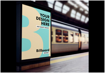 Train Station Billboard Mockup