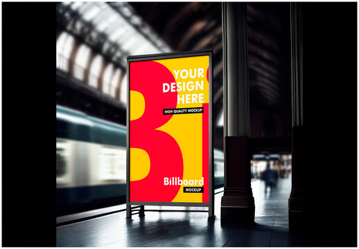 Train Station Billboard Mockup