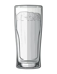 beer in glass with foam drawn style