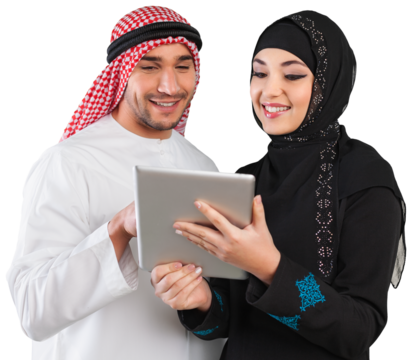 Successful happy Arabic business people