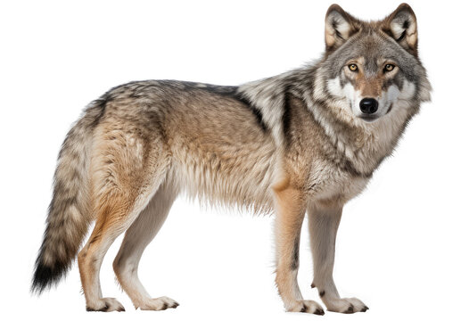 Gray Wolf Side View Isolated on Transparent Background, AI Generative