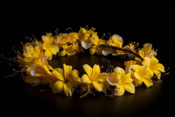 A transparent background Hawaii garland of yellow flowers, known as a lei. Generative AI