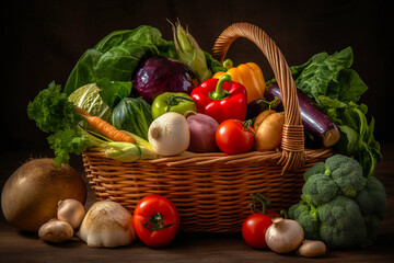juicy and ripe vegetables lie in a basket -Ai