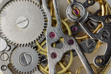 mechanism of the watch - obrazy, fototapety, plakaty