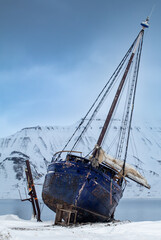 old boat in the Arctic - 596863348
