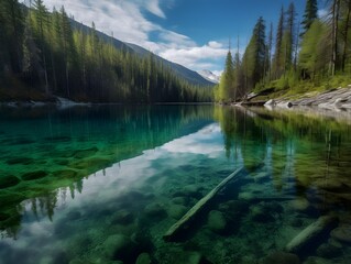 Fototapeta na wymiar lake in the mountains (Generative AI)
