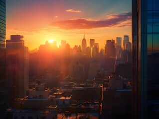 city skyline at sunset (Generative AI)